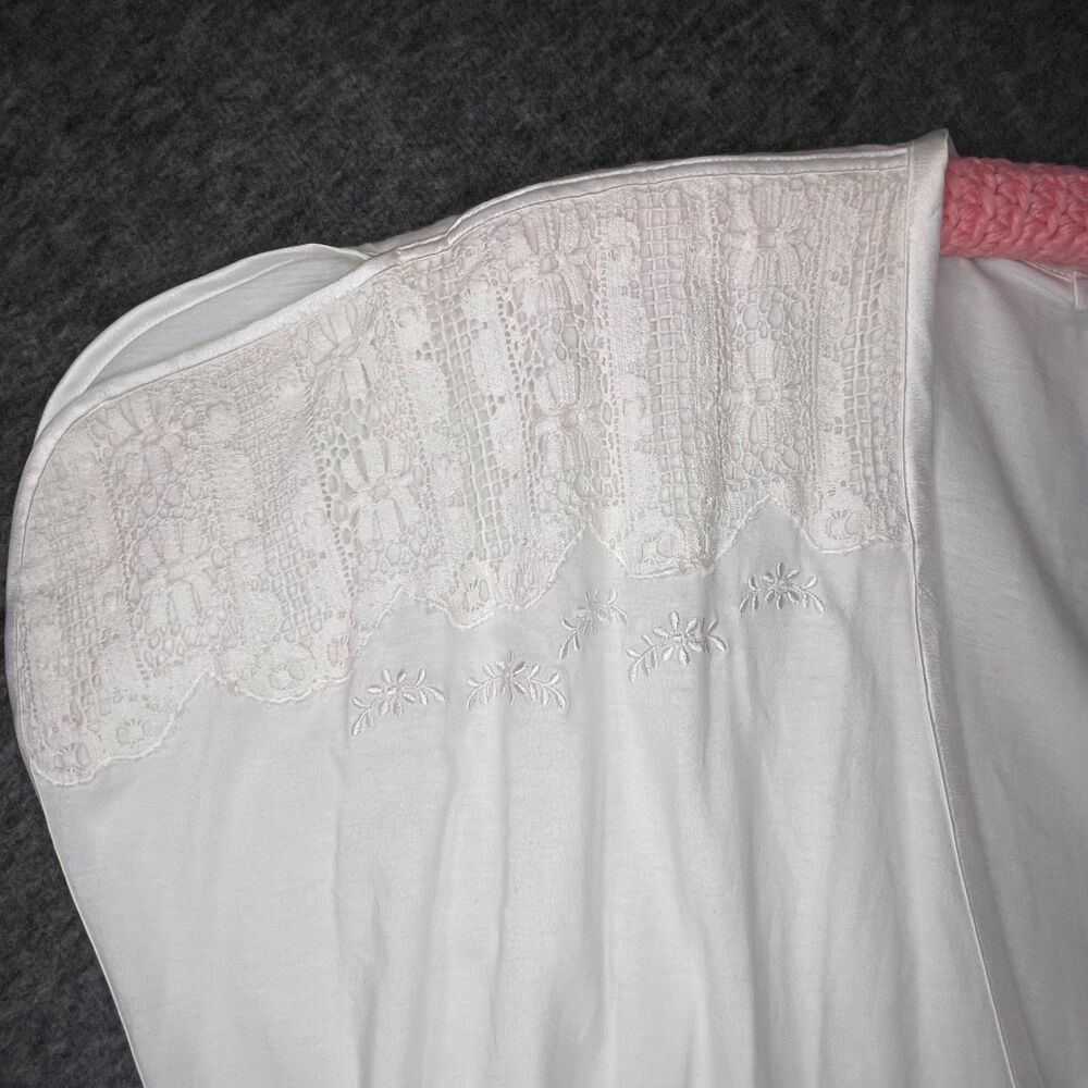 Oscar de la Renta Pink Label White Embroidered Pima Cotton Short Robe XL Bridal - Picture 7 of 10
